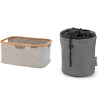 Brabantia - Foldable Laundry Basket - Bamboo Rim - Multi-functional Storage - Grey - 40L & Premium Peg Bag - with Closing Cord - Durable and Weather Resistant - Storage - Rotary Dryer - Black