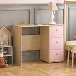 Junior Vida Neptune Coiffeuse 3 tiroirs pour Ordinateur Portable/Maison ou Bureau pour Enfants (Rose et chêne), Bois d'ingénierie, h 71 x w 92 x d 40 cm Approx