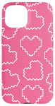 Coque pour iPhone 15 Pink Pixel Heart Pattern Love 8bit Retro Valentine Gamer