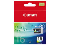 Canon BCI-16 - 2-pack - gul  cyan  magenta - original - blekkbeholder - for i90; PIXMA iP90  iP90v  mini220; SELPHY CP500  DS700  DS810