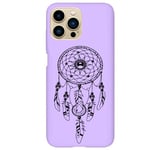 Coque violet Iphone 14 PRO Dreamcatcher plumes