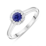 18ct White Gold 0.17ct Sapphire 0.47ct Diamond Halo Ring