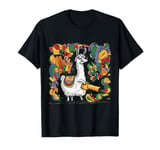 Funny llama Blowing Fall Leaves with Leaf Blower Abstract T-Shirt