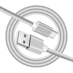 Câble Usb Micro Usb Type C Nylon Tressé En Fibre Pour Honor Android Chargement Transmission De Données 1m Argent