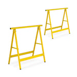 Lot de 2 tréteaux, pliables, 100 kg, HxLxP: 74x78x40 cm, pour atelier, bricoler, peindre, jaune - Relaxdays