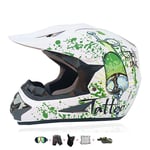 Casque Moto Cross Enfant,Casque Moto Enfant Adoptez Un Design Cool Casque Downhill pour Enfants avec Gants/Lunettes/Masque/Filet à Elastique(6 PCS) Convient pour Toutes Les Saisons (55-56CM)