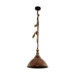 Eglo Suspension Riddlecombe, 1 Lampe Suspendue Vintage Industrial, Rétro Suspension Bois Acier et Naturel Corde Lampe de Table de Salon Suspension Luminaire Suspendu Marron E27