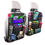 BillyBath Organisateur Voiture Enfant, 2PCS Rangement Voiture Auto Accessoire Voiture Interieur, Support pour Tablette Transparent 10 poches, Noir