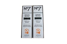 2 X No7 Future Renew UV Defence Shield SPF 50 50ml Brand New