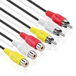 3m Triple RED WHITE YELLOW 3x RCA PHONO EXTENSION Audio Video Cable Male Female