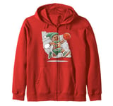 Gingerbread Man Playing Basketball - Christmas Sports Fun Zip Hoodie