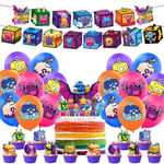 Blox Frukter Tema Festtillbehör Dekoration Banner Cupcake Toppers Ballonger Set Rekvisita Presenter