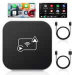 Vtopek Wireless Carplay 2 in 1 Apple Car Play Android Auto Wireless Adapter Wired to Wireless Car Play Plug and Play Fast Connect Apple Carplay Box with USB-A, USB-C Cables for iOS 10+ and Android 11+