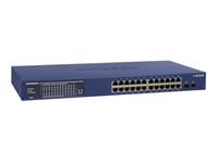 Netgear Smart Gs724tp - Switch - L3 Lite - Smart - 24 X 10/100/1000 (Poe+) + 2 X Gigabit Sfp - Skrivbordsmodell, Rackmonterbar - Poe+ (190 W)