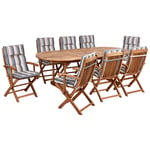 Ensemble de Jardin en Bois d'Acacia 8 Places Table et Chaises Pliantes avec Cou