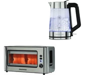 DAEWOO SDA2646GE Jug Kettle and 2-Slice Toaster Bundle - Transparent Silver, Silver/Grey