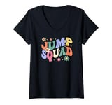 Womens Jump Squad Trampoline Bounce Birthday Party Trampolining V-Neck T-Shirt