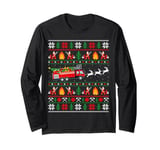 Fire Truck Reindeer Xmas Ugly Firefighter Fireman Christmas Long Sleeve T-Shirt