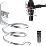 Porte Sèche Cheveux Forme de Spirale, Support Sèche Cheveux et de Lisseur Mural en Aluminium Fixation sans Perçage, Support de Câble pour Cuisine