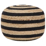 Handgjord sittpuff svart 45x30 cm jute