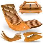 Casaria® Chaise Longue à Bascule Pliable en Bois d'acacia certifié FSC Transat Ergonomique Bain de Soleil Jardin Sauna