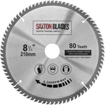 Saxton TCT 80T Lame de scie circulaire compatible avec Festool, Dewalt, Bosch, Makita, etc. 210 mm x 30 mm.[G25]