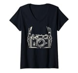 Womens Photographer Photography Camera V-Neck T-Shirt