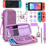 Etui pour Nintendo Switch, 15 en 1 Accessoires Switch avec Housse Switch Coque de Protection protecteur d'écran et Pouce Cap etc