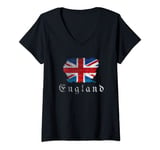 Womens England Flag Union Jack Theme V-Neck T-Shirt