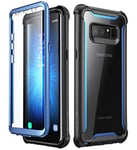 i-Blason Coque Samsung Note 8, Coque Intégrale Transparente Bumper Série Ares avec Film Protecteur d'écran Intégré pour Samsung Galaxy Note 8 2017, Noir/Bleu