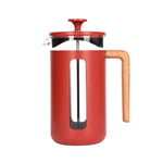 La Cafetière Pisa 8 Cup Cafetière Borosilicate French Press Wood Handle - Red