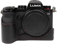 Étui pour appareil photo Panasonic S5, fait à la main, en cuir véritable, compatible avec Panasonic Lumix DC-S5, DC-S5II, DC-S5IIX, noir.[G236]