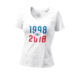 T-Shirt Femme Col V 1998 - 2018 Champion Du Monde Foot France