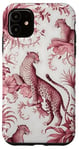 iPhone 11 French Pink Toile Chinoiserie Leopards Case