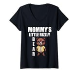 Womens Rizz Bear Mommy's Little Rizzly Bear Funny Rizz Saying V-Neck T-Shirt