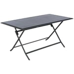 Table de jardin pliante rectangulaire Azua graphite 6 places en aluminium traité époxy - Hespéride