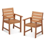 Costway Lot De 2 Chaises Fauteuils De Jardin En Bois - Charge 100kg - Accoudoirs, Conception À Lattes, Peinture Diy - Cour Terrasse