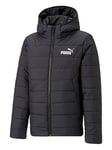 Puma Unisex Essentials Hooded Padded Jacket - Black, Black, Size 7-8 Years