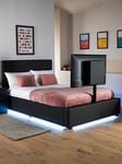 Xr Living Ava Upholstered Tv Bed With Under Bed Lighting - Fits Up To 55 Inch Tv - Black - King