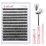 Fadlash Individual Eyelashes Cluster Lashes Kit 0.07 D Curl 12-18mm 40D Eyelashes Extension Kit Natural Cluster Lashes with Lash Glue Bond and Seal,Tweezers Light Fluffy DIY at Home