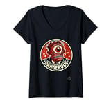 Womens Dangerous! One-eyed creature in a suit, the monster Cyclops V-Neck T-Shirt