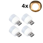 Mini lampe LED USB Portable 5V 1.2W,lumière vive,pour la maison,le bureau,avec batterie externe,pour PC Portable,Notebook,4 à 1 pièces - Type 4x Warm White