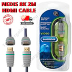 NEDIS Premium 2m HDMI 2.1 Ultra HD UHD 8K Cable Lead 48Gbps HDR 8K@60Hz 4K@120Hz