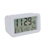 fisura. - Réveil numérique Blanc avec LED. Indicateur de Date et de température. 2 alarmes. Bouton Snooze. Horloge numérique à Piles. Caoutchouc ABS Dimensions : 12 x 5,5 x 7