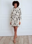 Chelsea Peers Blanket Hoodie Dressing Gown, Off White/Black