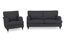 Howard Classic Sofagruppe 3-seter+Lenestol - Antrasitt Chesterfield sofagruppe Grå,Svart Andrarum