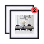 walther design ES220BD Steel Style Picture Frame, Black 20 x 20 cm, Pack of 2, Plastic Frame with Passe-Partout