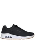 Skechers Uno Durabuck Memory Foam Trainers - Black, Black, Size 6, Men