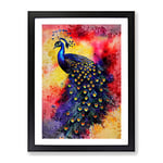 Exciting Peacock No.1 Framed Print for Living Room Bedroom Home Office Décor, Wall Art Picture Ready to Hang, Black A3 Frame (34 x 46 cm)