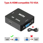 Adaptateur HDMI vers VGA pour PS3,XBOX,TV Box,PC,Ordinateur Portable,Projecteur HDTV,DVD,1080P Full HD,Convertisseur Vidéo VGA - Type hdmi to vga black